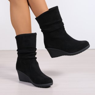 Wedge heel ankle boots for women in soft suede Lune London