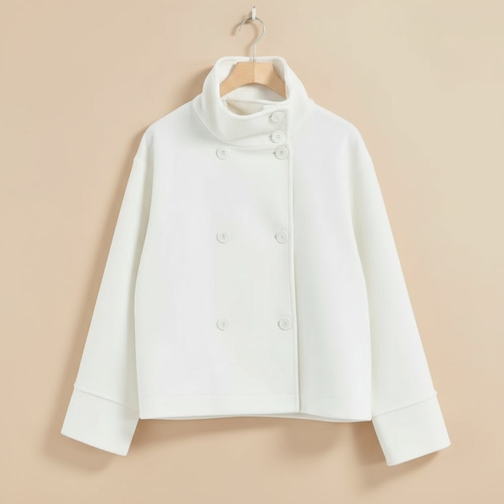 Lune London | Women's Fashion Cropped Jacket with High Collar and Double Button Placket