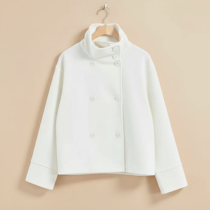 Lune London | Women's Fashion Cropped Jacket with High Collar and Double Button Placket