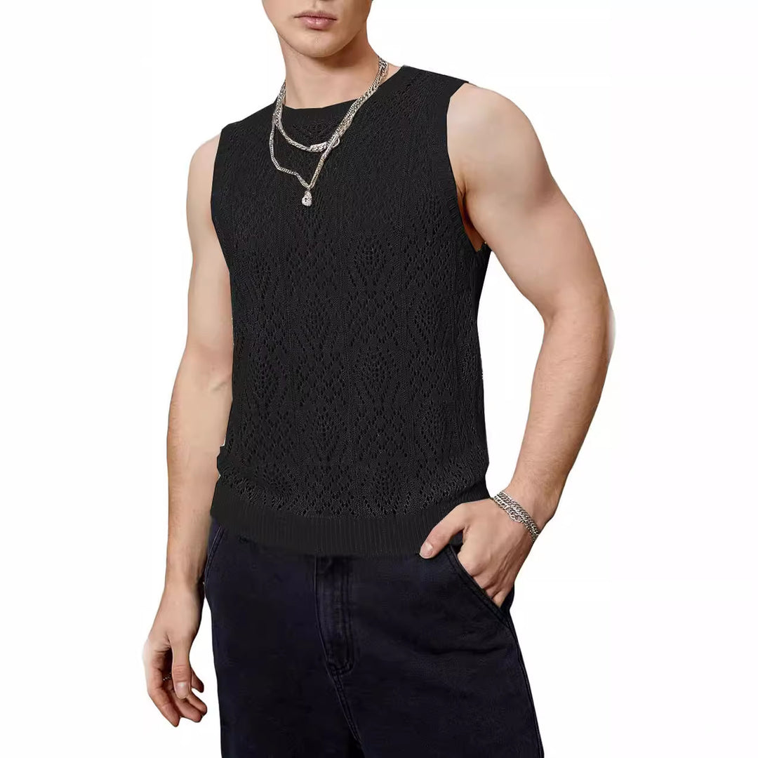 Men's knit top with refined perforated pattern Lune London