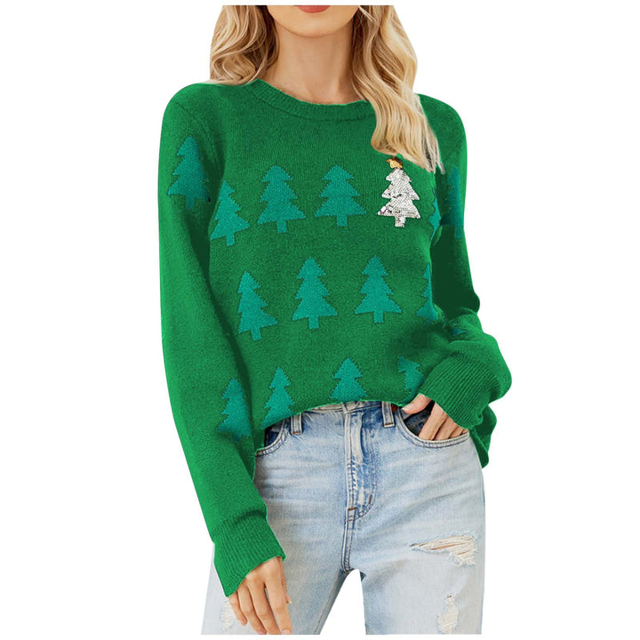 Lune London Women's Festive Knit Sweater with Christmas Tree Pattern