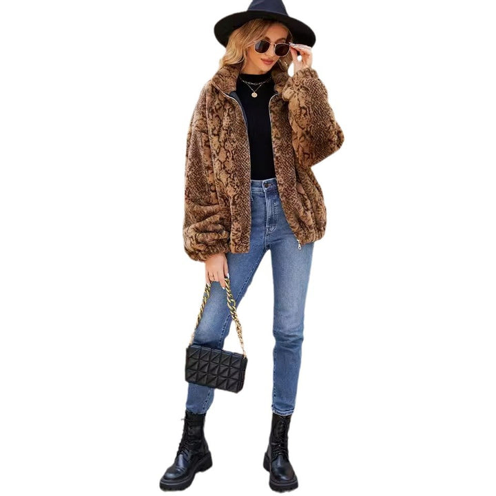 Ladies Oversized Faux Fur Armchair with Snake Pattern Lune London