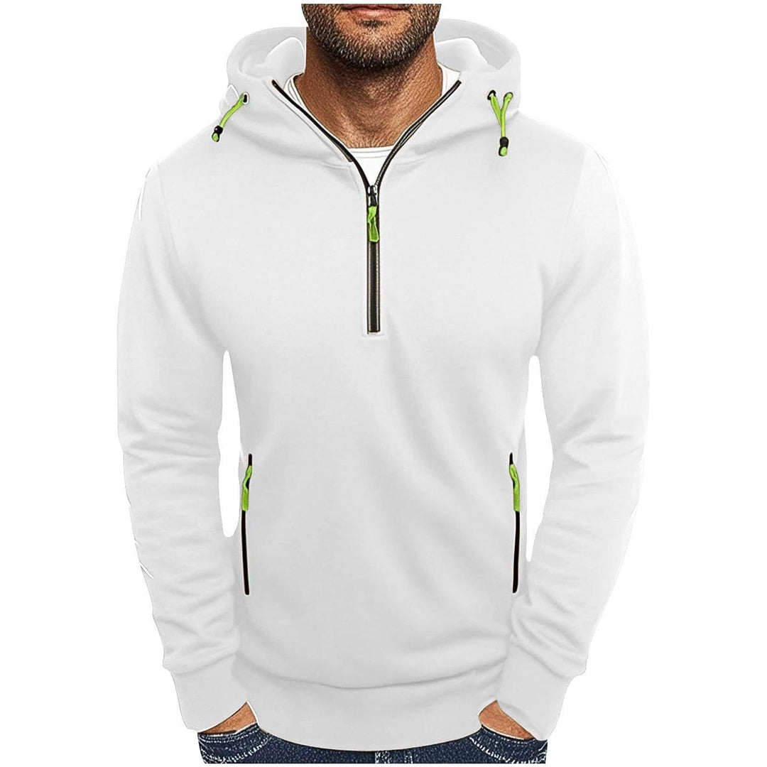 Men's fashionable hoodie with two pockets and half-zip Lune London
