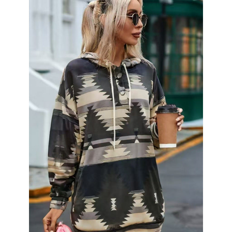 Ladies Relaxed Fit Bohemian Graphic Hoodie Lune London