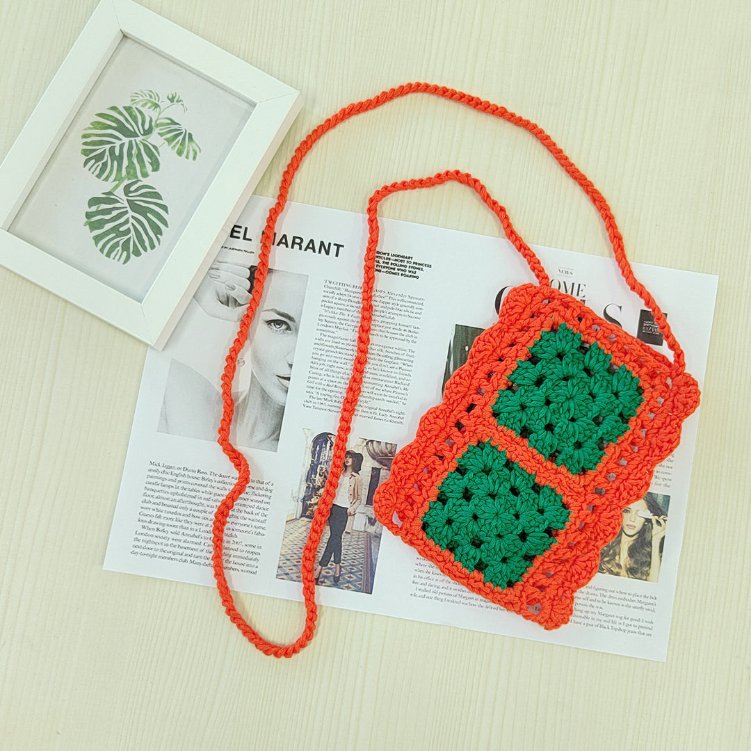 Ladies colorful crochet crossbody bag Lune London