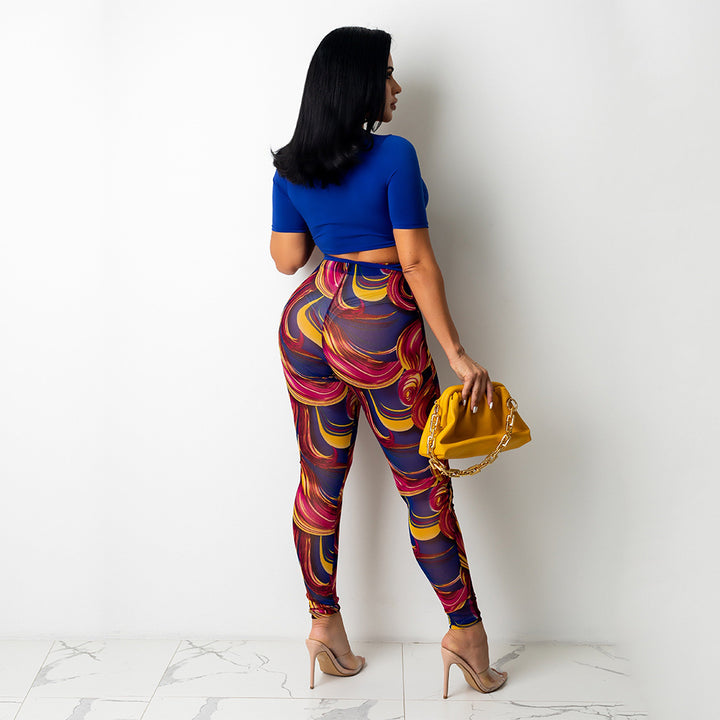 High Waist Leggings Abstract Vibrant Print for Women Lune London