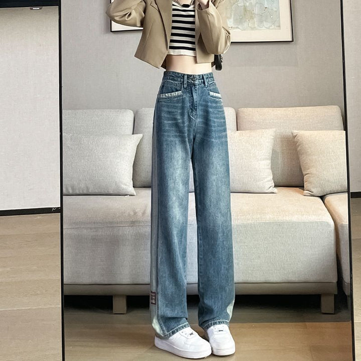 Jeans larges pour femmes avec des rayures latérales Chic & Stil