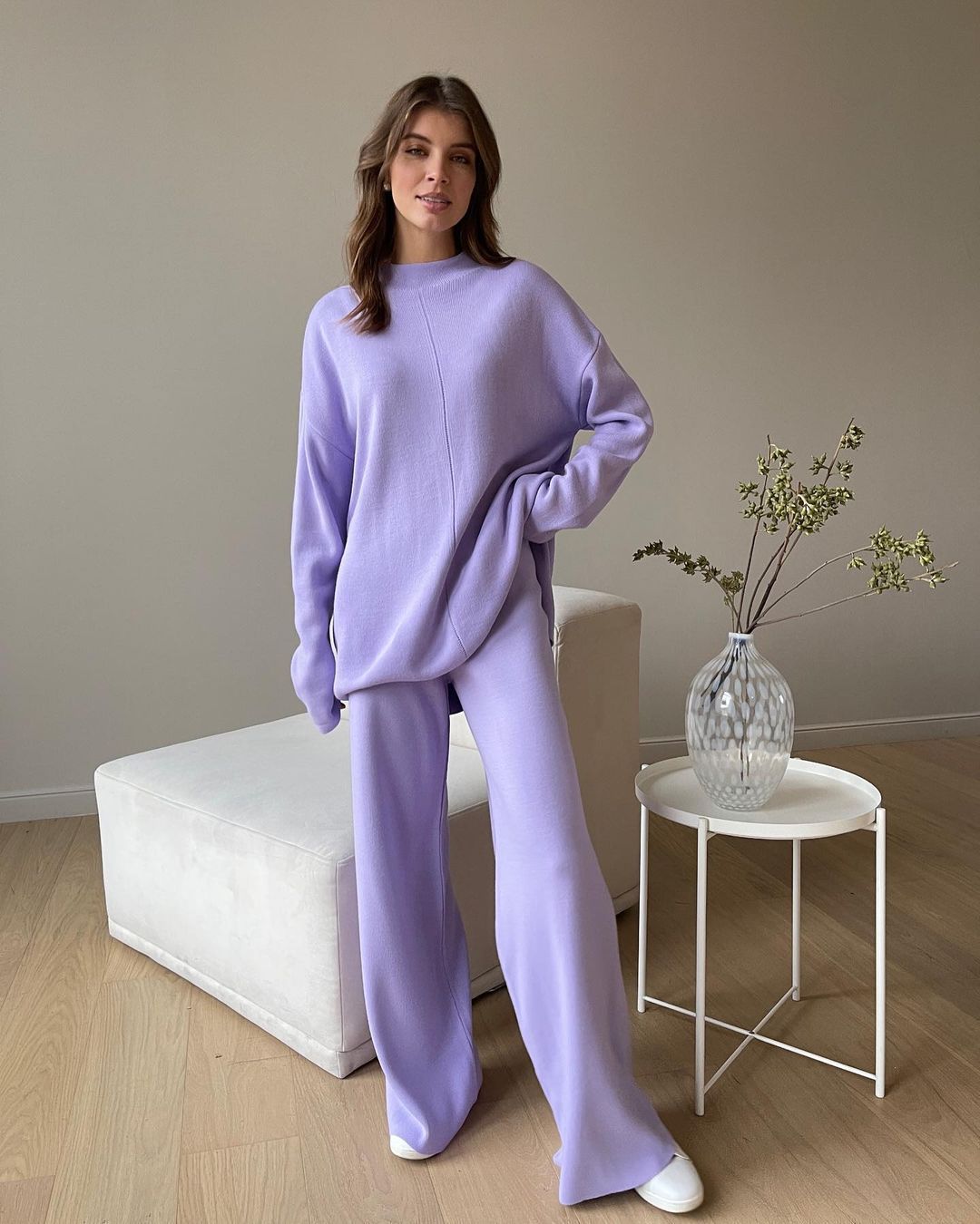 Casual knit set for women with loose fit and high collar Lune London
