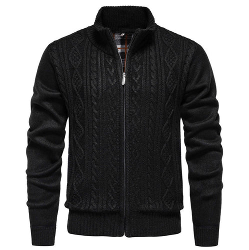 Men's knit jacket with high collar and zipper Lune London