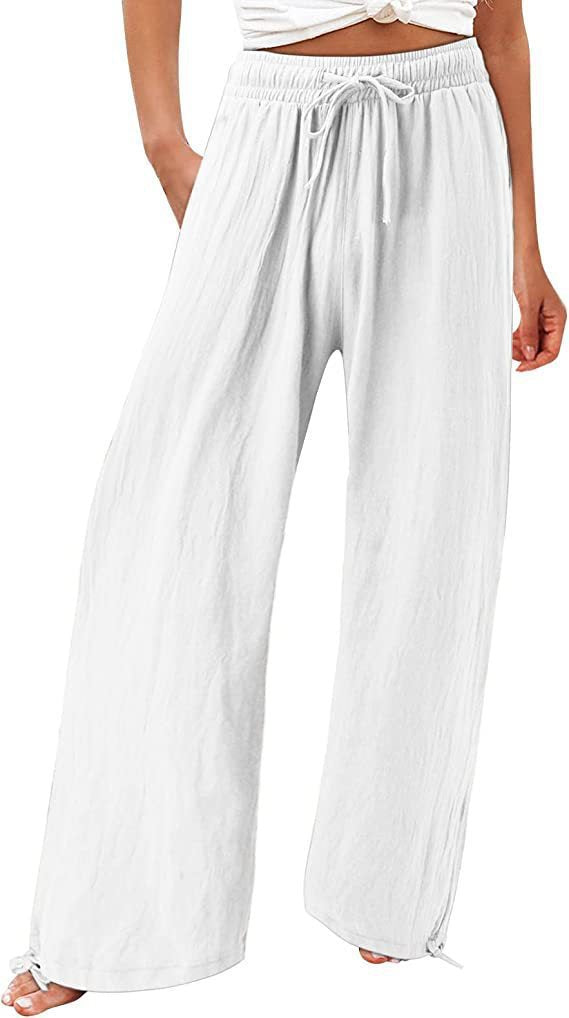 Loose summer pants for women in lightweight material with adjustable waist Lune London