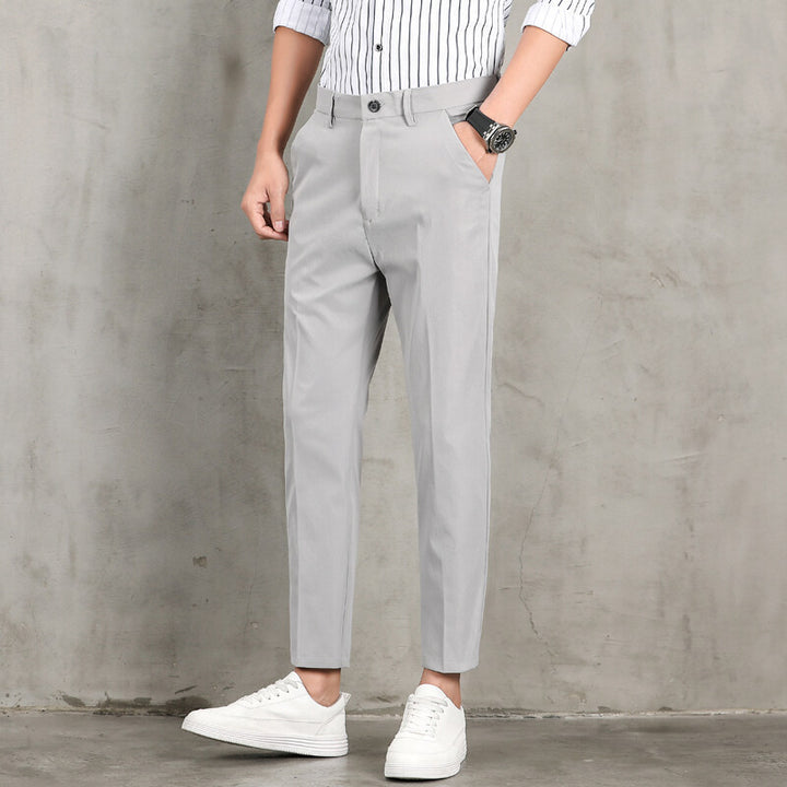 Modern slim fit chino pants for men with practical side pockets Lune London