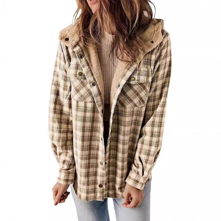 Women Flannel Checkered Jacket with Cozy Lining Lune London