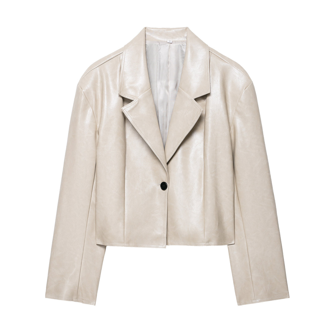 Cropped faux leather jacket for women Lune London