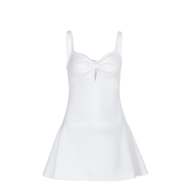 Mini dress for women with bow detail and flared hem Lune London