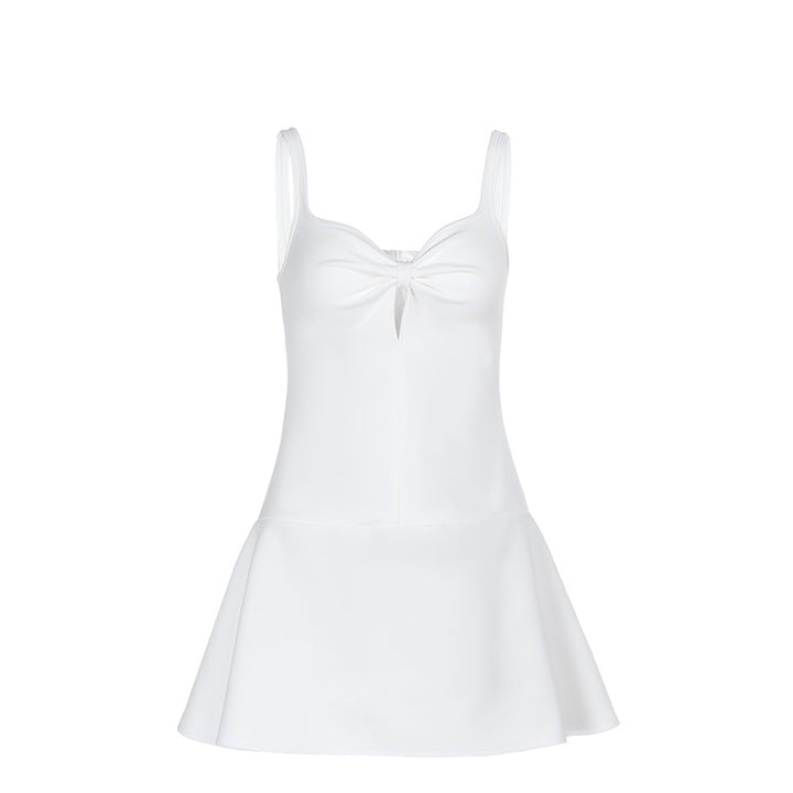 Mini dress for women with bow detail and flared hem Lune London