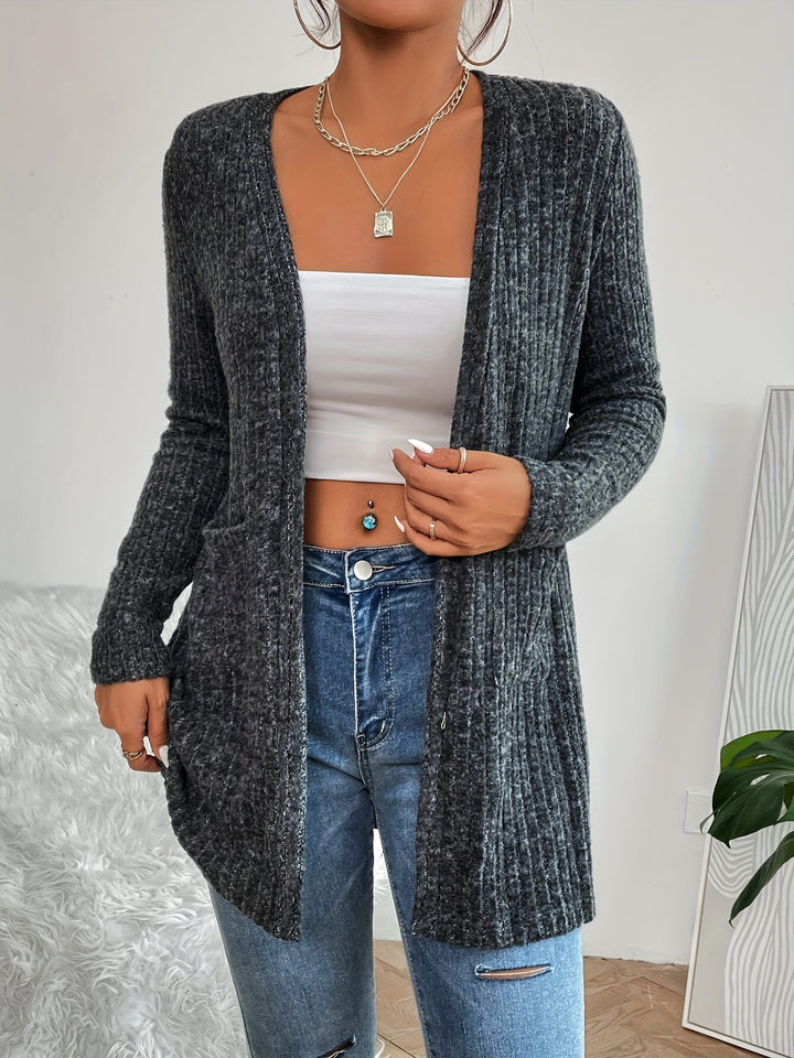Knit jacket for women with a fine ribbed structure and practical pockets Lune London
