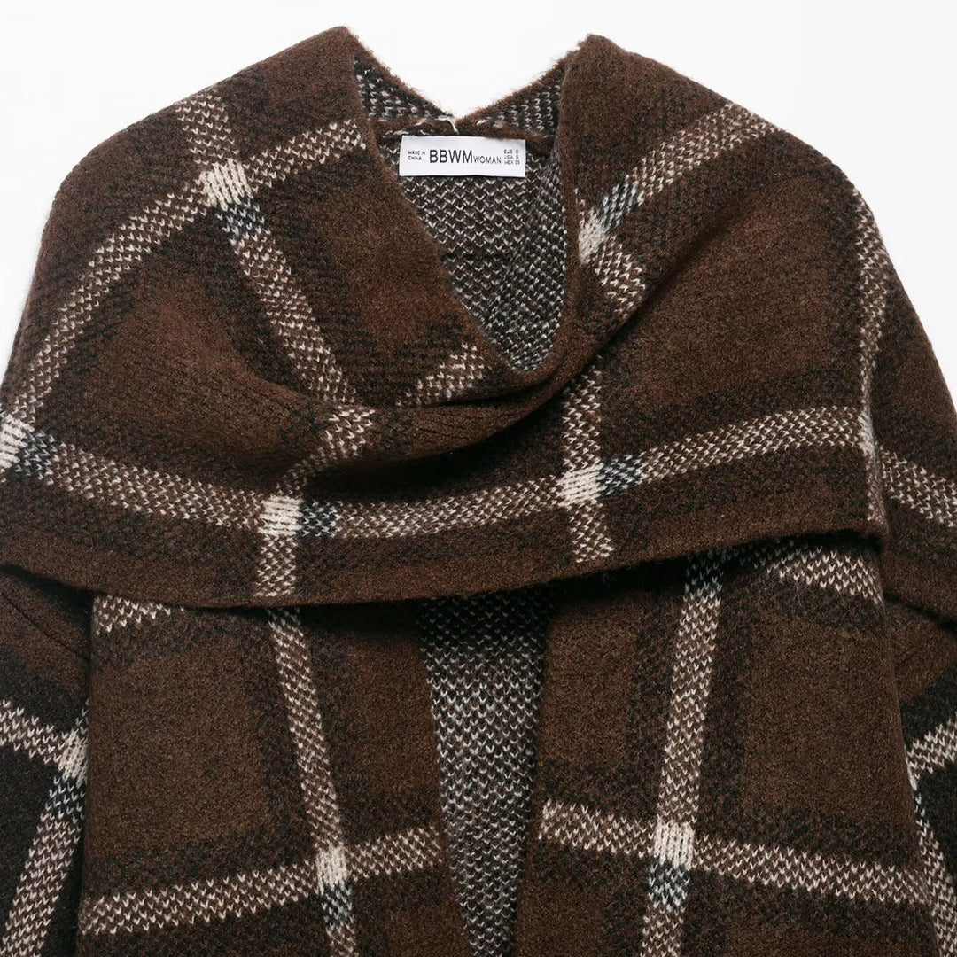 Veste oversize élégante pour femmes avec motif à carreaux et poches pratiques Chic & Stil