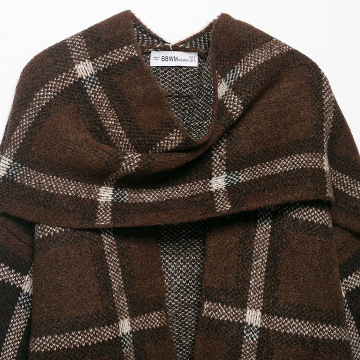 Veste oversize élégante pour femmes avec motif à carreaux et poches pratiques Chic & Stil