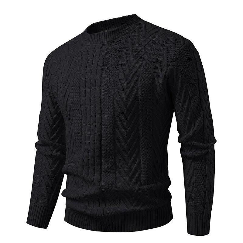 Chunky knit sweater for men with cable pattern and round neck Lune London