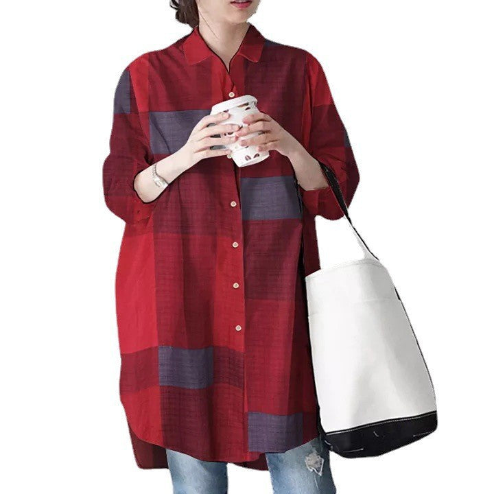 Colorblock Button-Up Leisure Blouse for Women Lune London