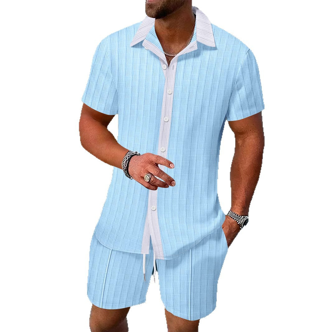 Leisure shirt for men with button placket and set of shorts Lune London
