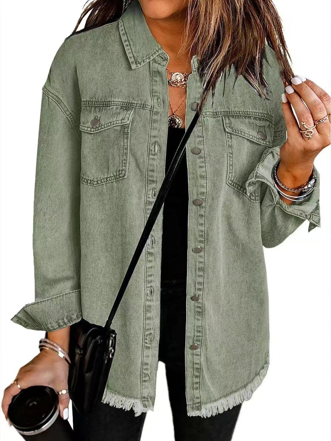 Women's Oversized Denim Shirt with Fringes Lune London