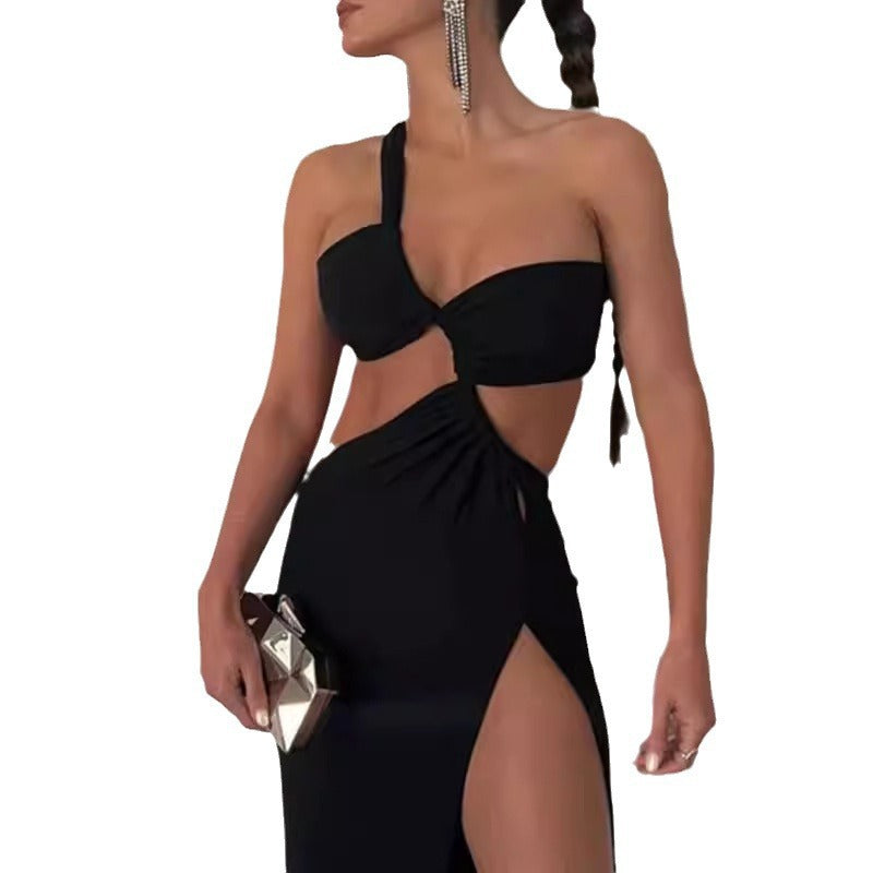 Robe Maxi Couture Femme avec Design Asymétrique et Drapé Élégant Chic & Stil