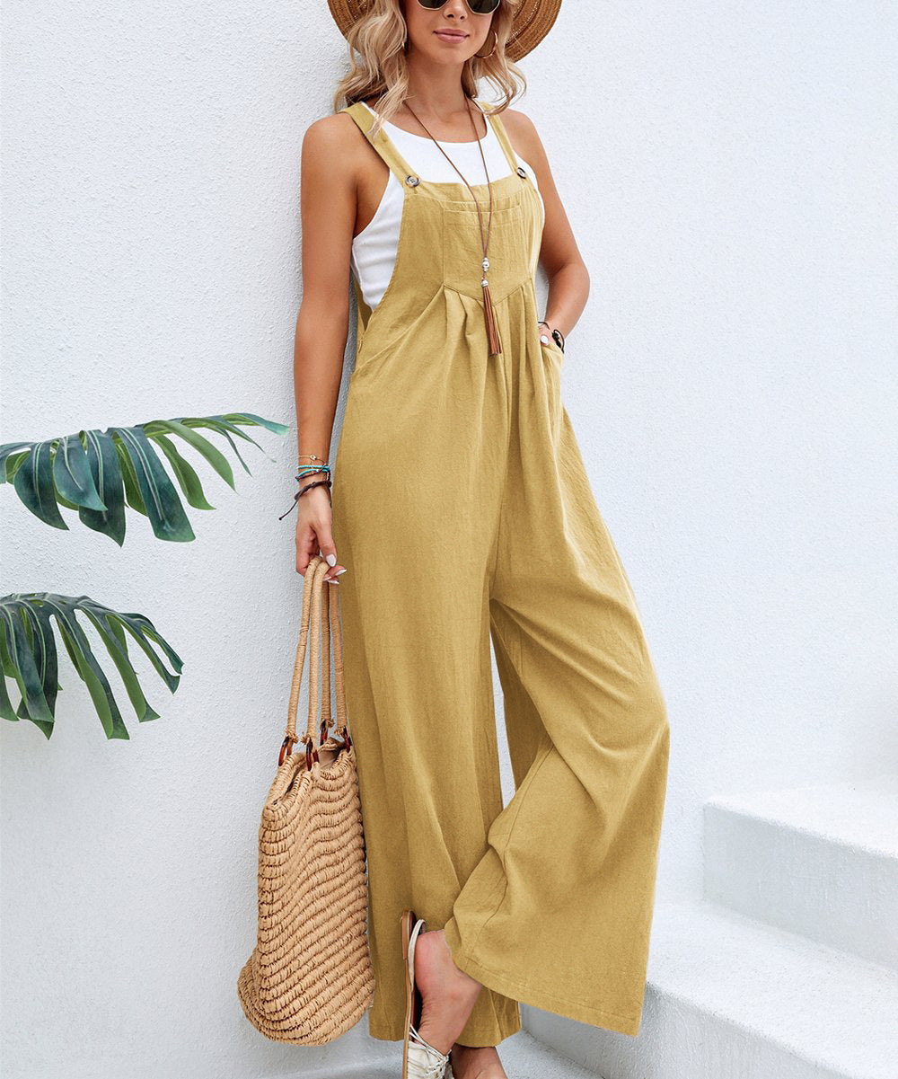 Ladies casual jumpsuit with wide legs and adjustable straps Lune London