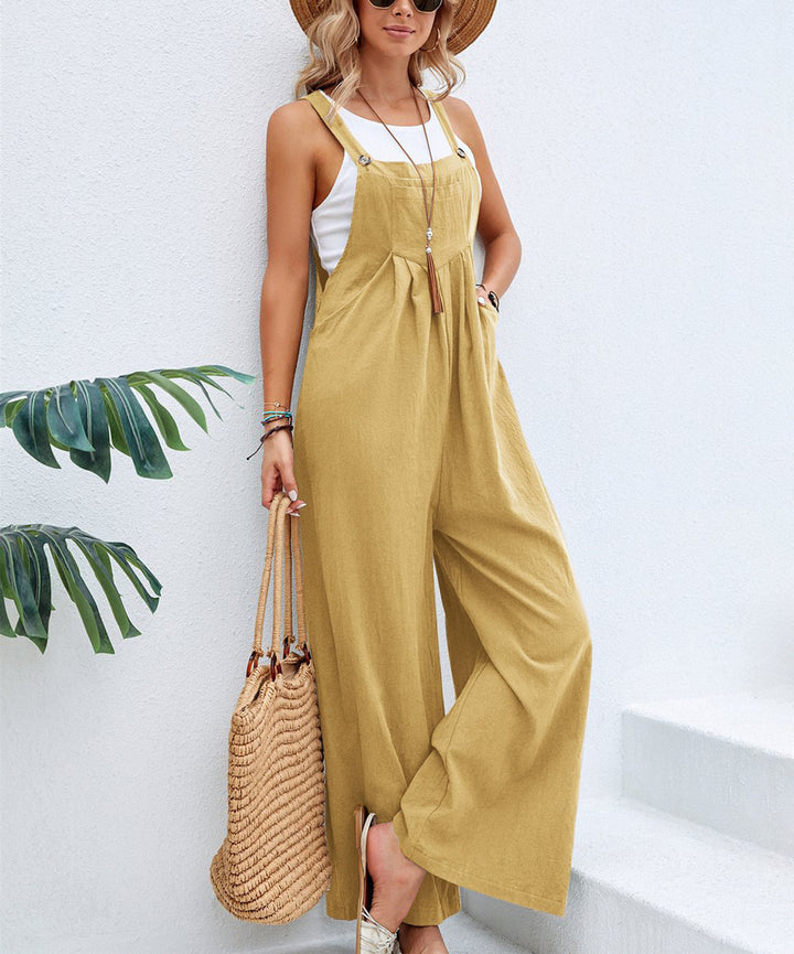 Ladies casual jumpsuit with wide legs and adjustable straps Lune London