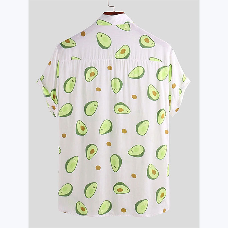 Short-sleeved shirt for men with fresh avocado pattern Lune London
