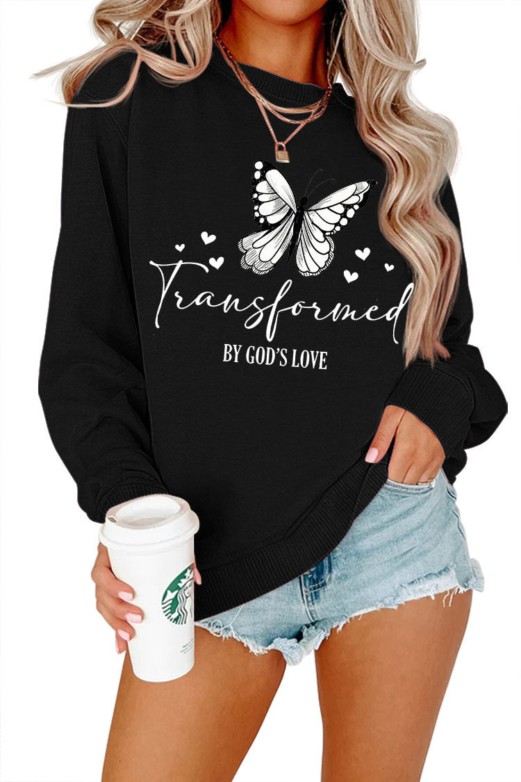 Sweatshirt pour femmes avec motif de papillon artistique et slogan inspirant Chic & Stil