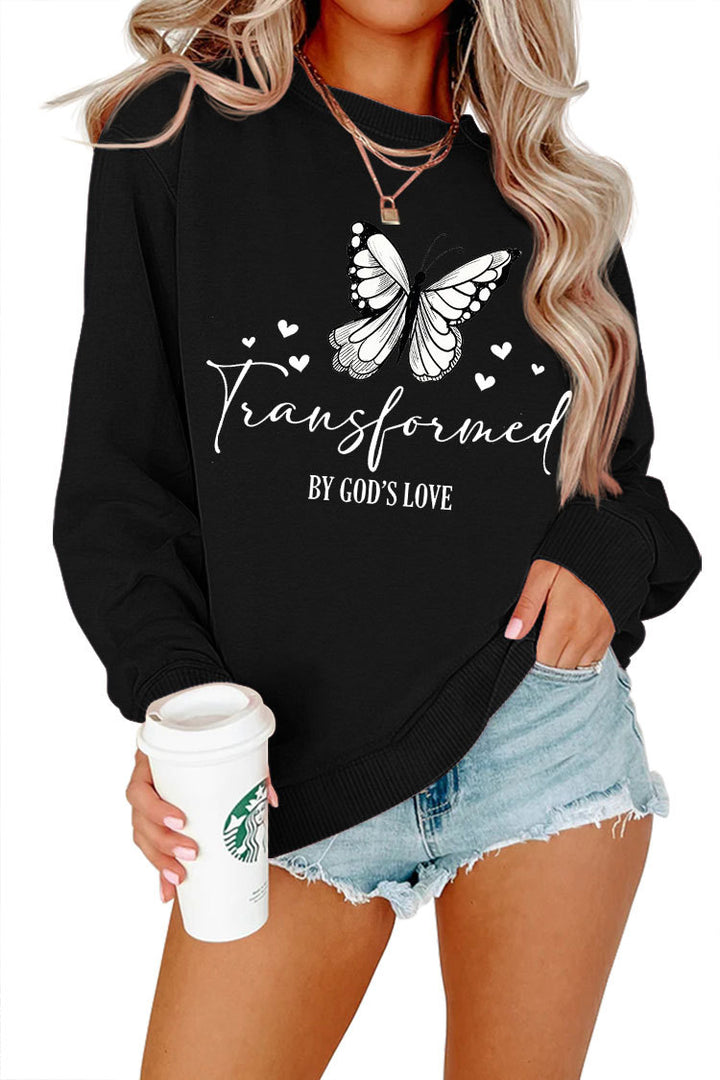 Sweatshirt pour femmes avec motif de papillon artistique et slogan inspirant Chic & Stil