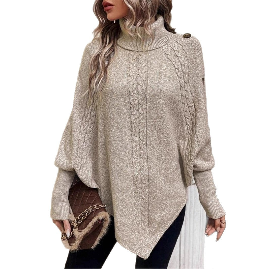 Women's knitted sweater with modern turtleneck and decorative buttons Lune Londonl