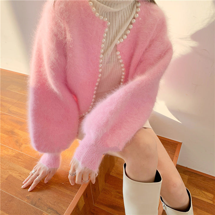 Cardigan luxueux pour femmes avec détails en perles et manches volumineuses Chic & Stil