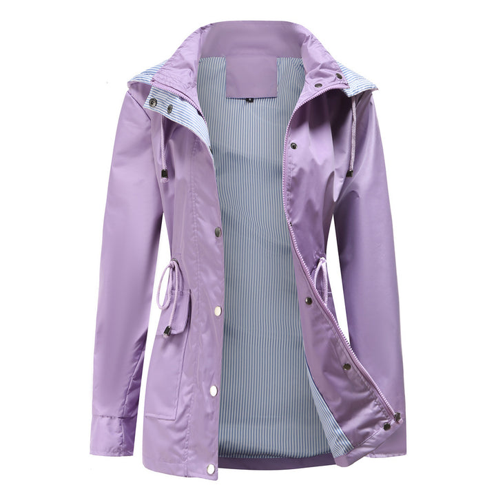 Veste de pluie imperméable pour femmes avec capuche ajustable et cordon de taille Lune London