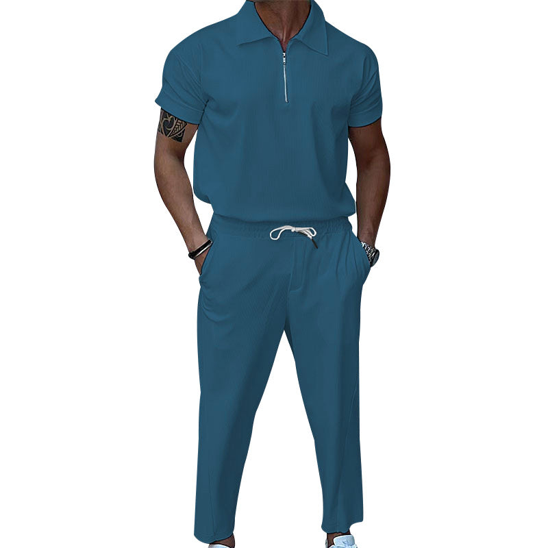 Trendy men's sports set with short zipper and elastic waist Lune London