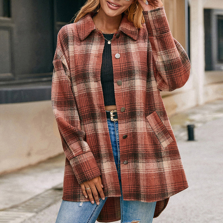 Lune London tartan design wool coat for women