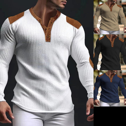 Structured long-sleeve shirt for men with trendy leather applications Lune London