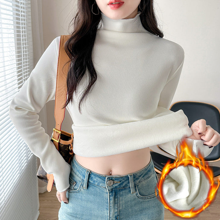 Women's fitted long sleeve top with high collar Chic & Stil