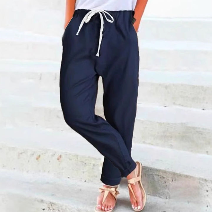 Pantalons décontractés élégants pour femmes avec ceinture élastique et ceinture à nouer Chic & Stil