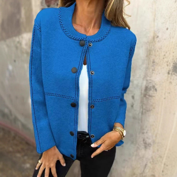 Ladies Loose Knit Vest with Buttons and Decorative Stitching Lune London