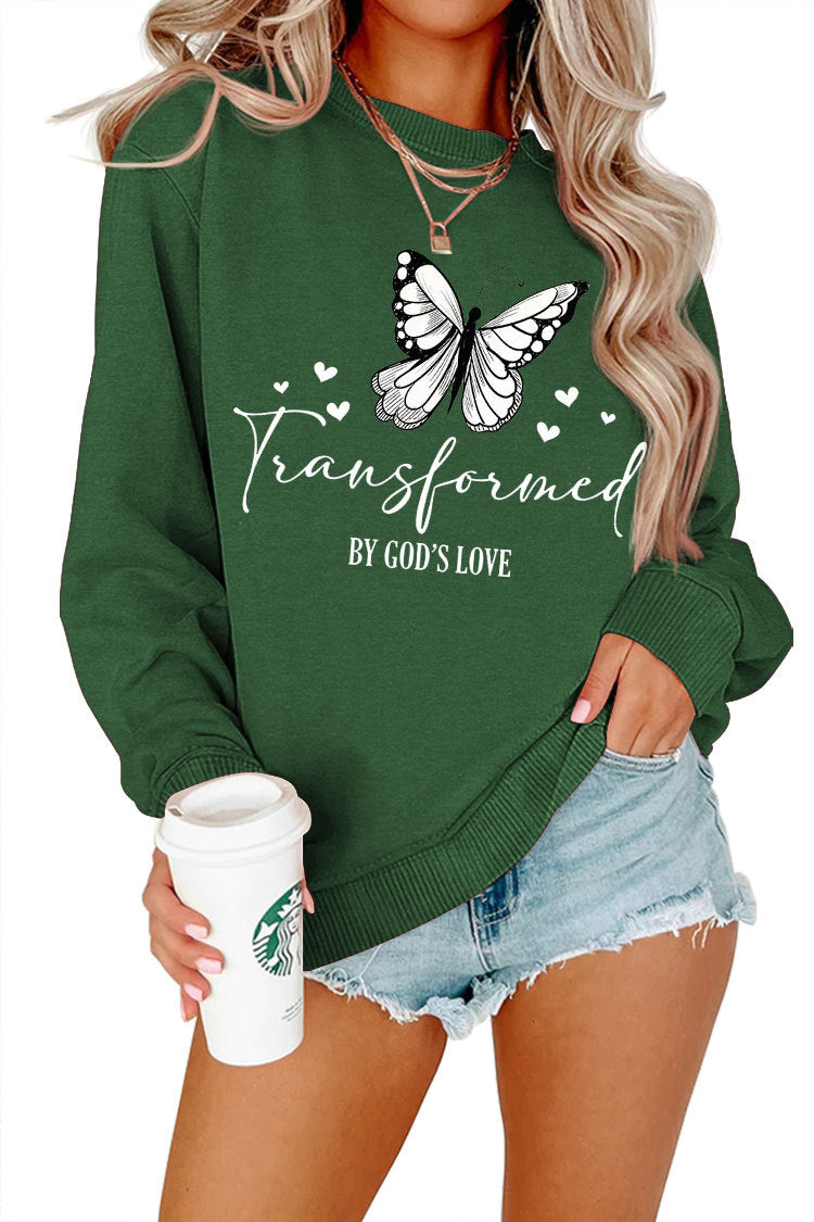 Sweatshirt pour femmes avec motif de papillon artistique et slogan inspirant Chic & Stil