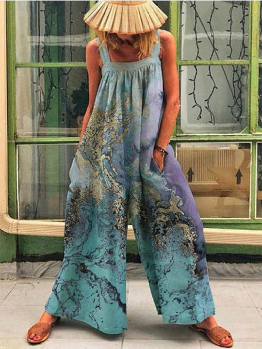 Loose jumpsuit with artistic print Lune London