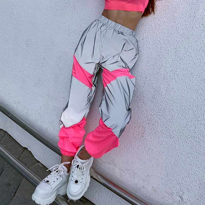 Women's cargo pants with reflective inserts and elastic waistband Lune London