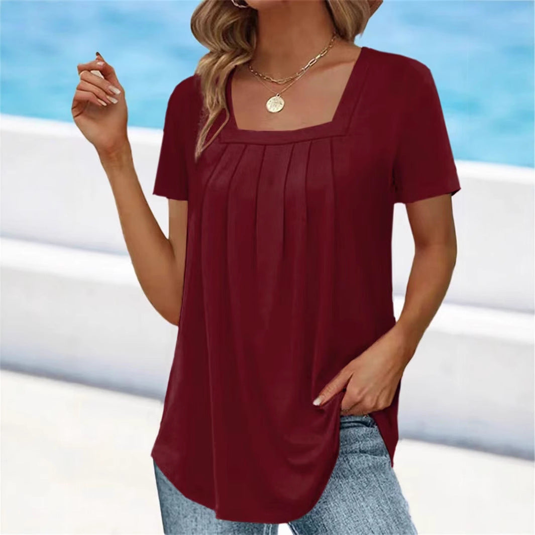 Lune London pleated square neck tunic for women