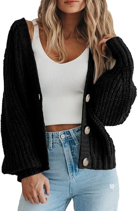 Thick knit cardigan for women with button details and loose fit Lune London