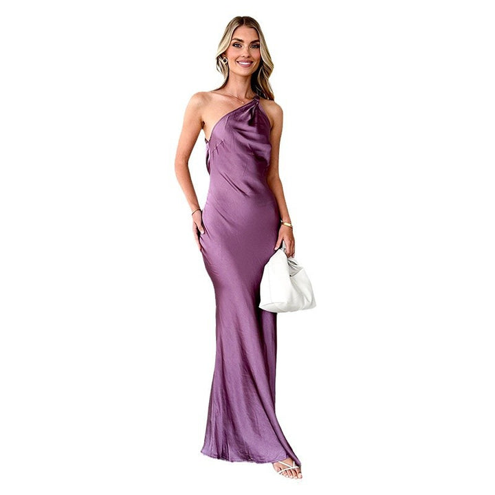 Elegant Maxi Dress for Women with Asymmetrical Strap and Chic Flowing Cut & Style
