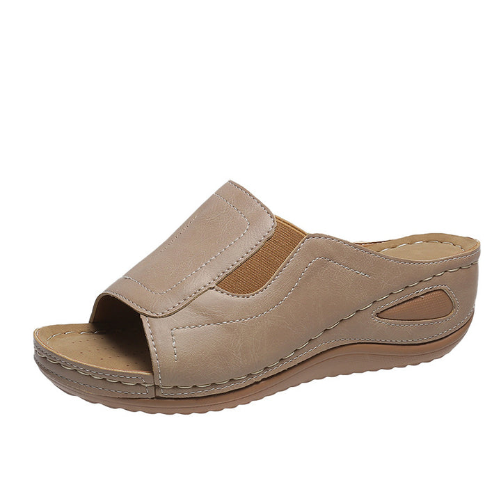 Ladies comfort open toe mules with arch support Lune London