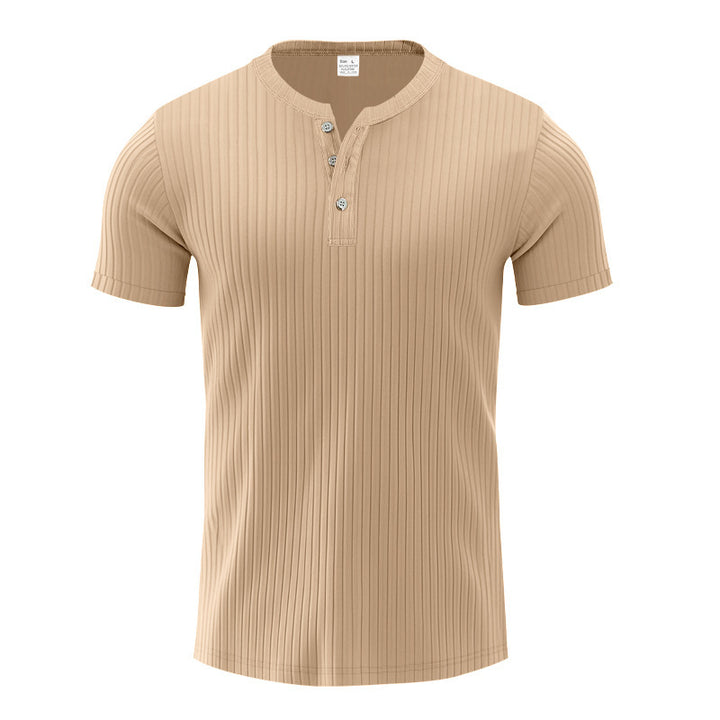 Trendy short sleeve Henley shirt for men with textured design Lune London
