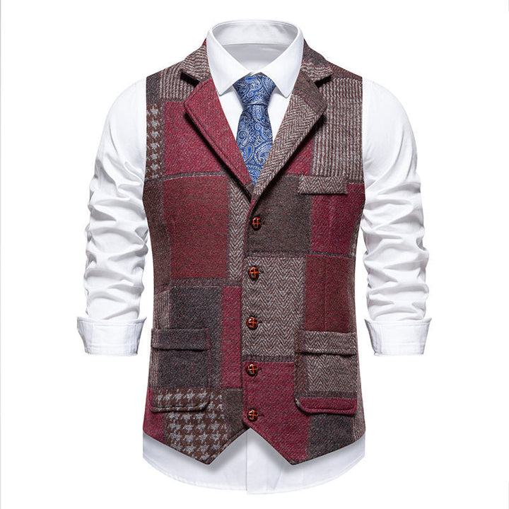 Men's waistcoat in modern patchwork design with practical pockets Lune London